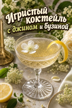 Игристый коктейль с джином и бузиной для свадебного торжества