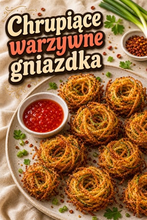 Chrupiące warzywne gniazdka z sosem sweet chili