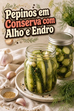 Pepinos em Conserva de Alho e Endro (Dill Pickles) Caseiros