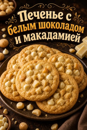 Печенье с белым шоколадом, орехами макадамия и ванилью