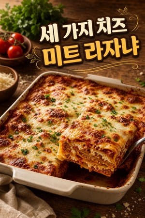 세 가지 치즈로 풍미를 더한 클래식 홈메이드 미트 라자냐