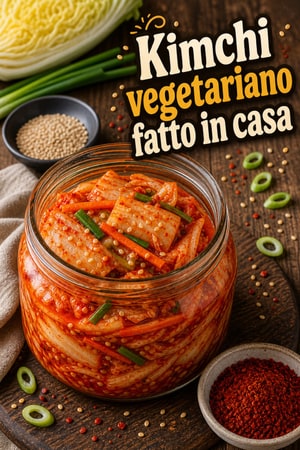 Kimchi vegetariano fatto in casa con gochugaru e sesamo