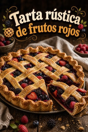 Tarta rústica de frutos rojos con masa hojaldrada y limón