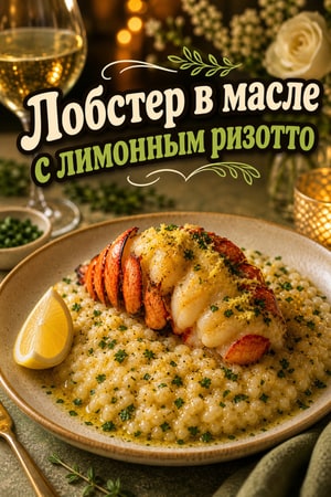 Хвосты лобстера в масле с лимонным ризотто