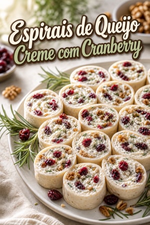 Espirais de Queijo Creme com Cranberry e Feta