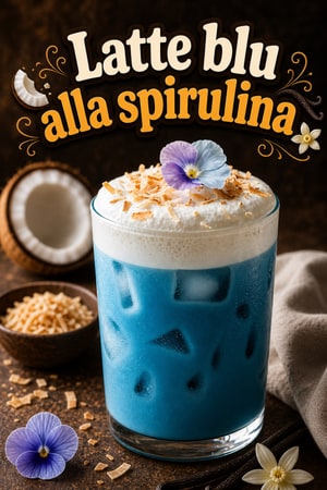 Iced Blue Spirulina Latte con schiuma di cocco e vaniglia