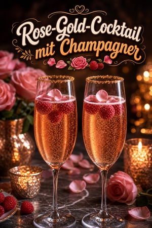 Rose Gold Jahrestags-Cocktail mit Champagner