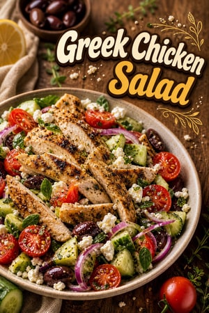 Mediterranean Greek Style Chicken Salad with Lemon Vinaigrette