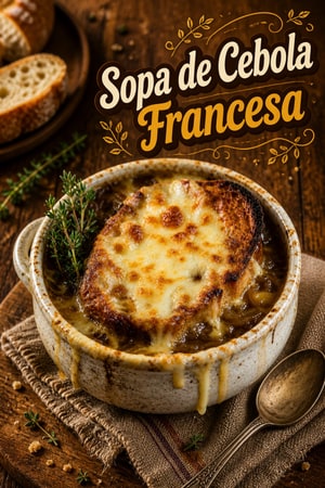 Sopa de Cebola Francesa Clássica com Queijo Gruyère