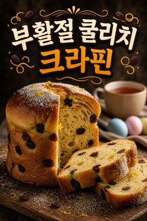 부활절 쿨리치 크라핀 — 레몬향 건포도 가득한 높고 촉촉한 러시아 전통 버터층 빵, 특별한