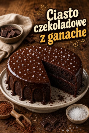 Bogate ciasto czekoladowe Fudge z ganache i solą morską