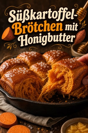 Luftige Süßkartoffel-Zupfbrötchen mit Honigbutter