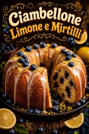 Elegante Ciambellone Limone e Mirtilli con Glassa al Miele