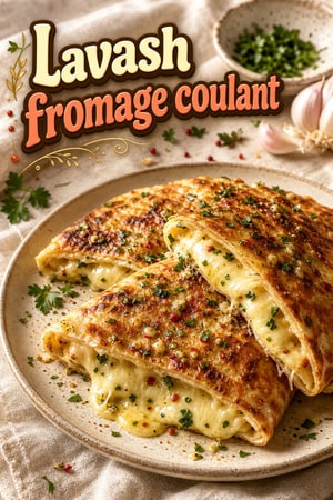 Lavash croustillant au fromage coulant et beurre à l'ail