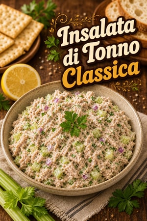 Insalata di Tonno Classica Fatta in Casa con Sedano ed Erbe