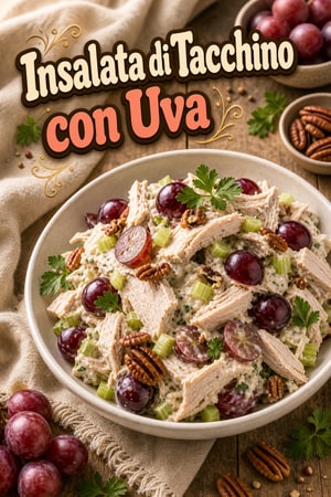 Insalata Cremosa di Tacchino con Uva e Noci Pecan