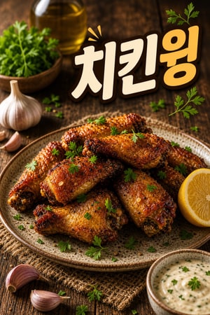 바삭하고 촉촉한 에어프라이어 마늘 허브 치킨윙 레시피 — 빠르고 손쉬운 40분 완성 완벽한 게임데이 안주