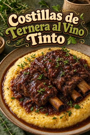 Costillas de Ternera al Vino Tinto con Polenta Cremosa