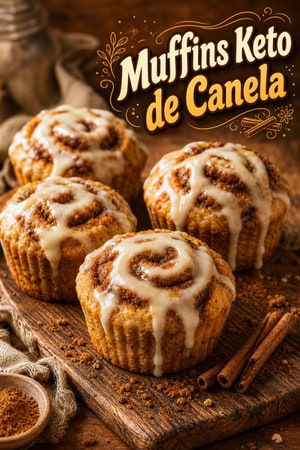 Muffins de Canela Keto con Glaseado de Queso Crema