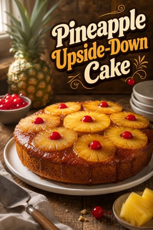 Classic Pineapple Upside-Down Cake with Maraschino Cherries