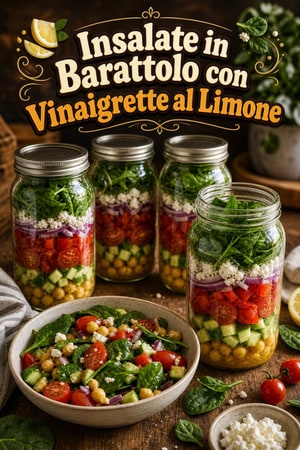 Insalate in Barattolo di Vetro con Vinaigrette al Limone