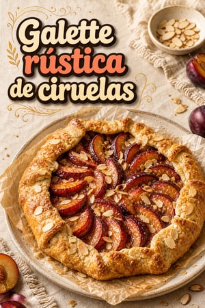 Galette rústica de ciruelas y almendra con masa hojaldrada
