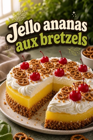 Salade Jello aux bretzels, ananas et fromage frais