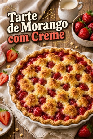 Tarte de Morango Fácil com Cobertura Cremosa e Calda Caseira