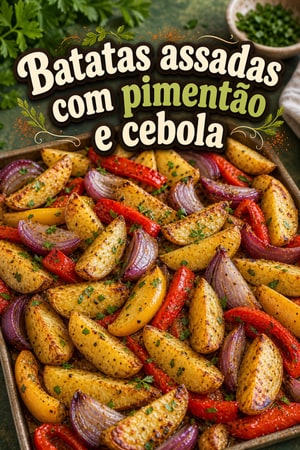 Batatas Assadas no Forno com Pimentão e Cebola