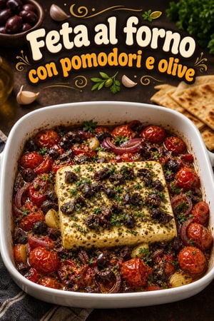Feta al forno con pomodori e olive
