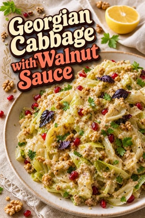 Rustic Georgian Cabbage with Walnut Sauce and Herbs