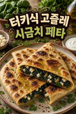 집에서 만드는 수제 터키 고즐레: 시금치·페타 허브 채운 얇고 바삭한 플랫브레드 점심 레시피