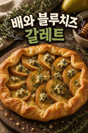 겉은 바삭, 속은 촉촉한 배와 블루치즈 허니타임 버터리 갈레트 - 간단한 홈베이킹 레시피 완성