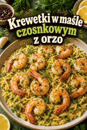 Szybkie krewetki w maśle czosnkowym z orzo i ziołami