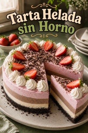 Tarta Helada sin Horno con Base de Galletas de Chocolate