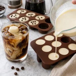 Sweet cream mixture frozen into coffee bombs