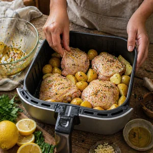 Sobrecoxas de Frango com Limão e Ervas na Air Fryer