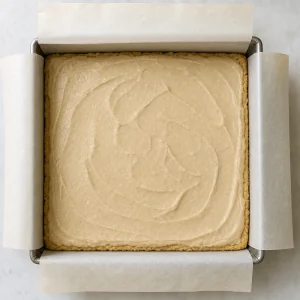 Crema di mandorle stesa sulla base friabile