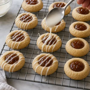Ciasteczka thumbprint z masłem jabłkowym polane lukrem waniliowym