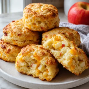 Biscuits de manzana y cheddar terminados en un plato