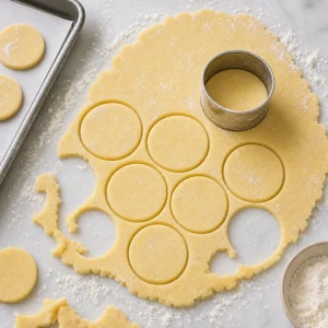 Pâte étalée découpée en ronds pour alfajores