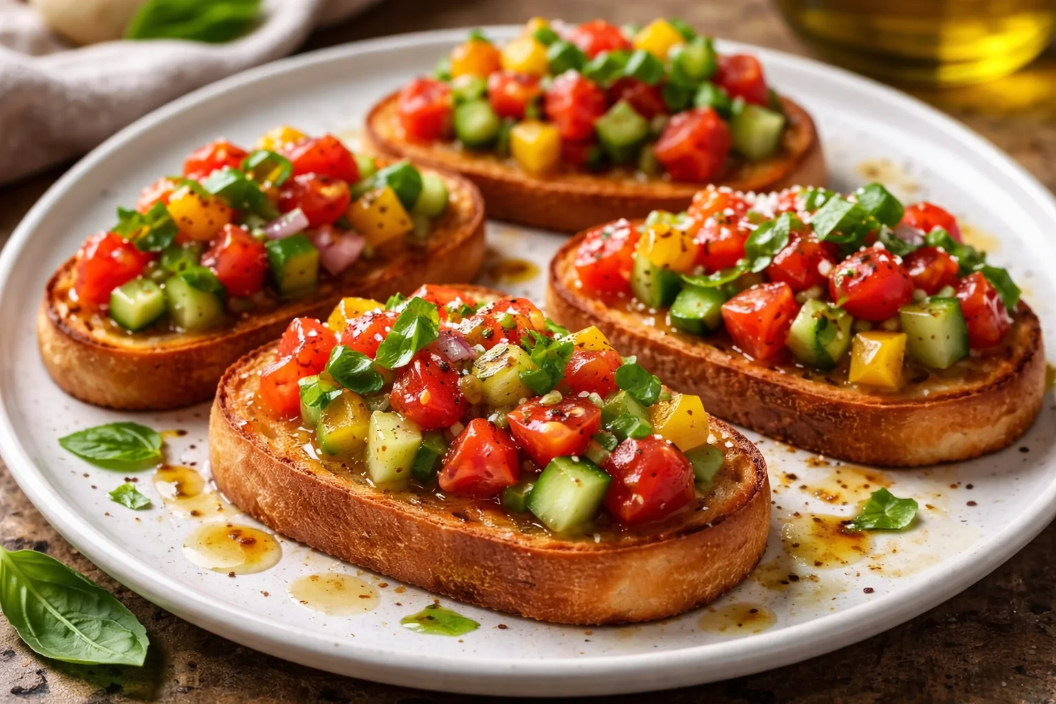 Authentic Italian Vegetable Bruschetta appetizer