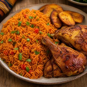 Authentic Nigerian Jollof Rice with Roasted Chicken