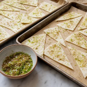 Tortilla wedges seasoned with lime zest and cumin
