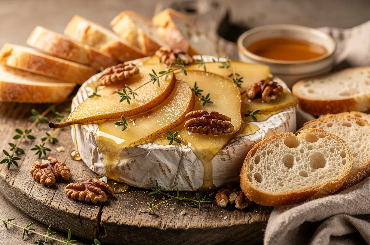 Baked Brie with Honeyed Pears, Walnuts & Fresh Thyme