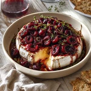 Pieczony brie z czereśniami i tymiankiem