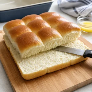 A connected slab of rolls sliced horizontally