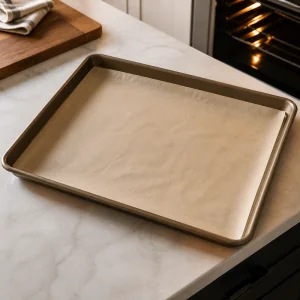 Assadeira forrada com papel manteiga pronta para o frango