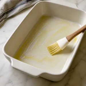 Empty baking dish brushed with oil