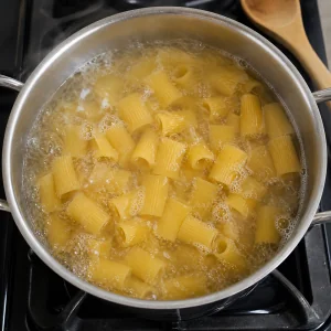 Short pasta boiling in salted water